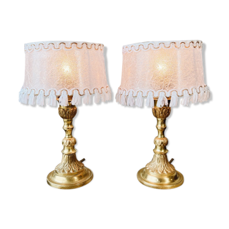 Duo of romantic bronze lamps