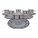 Ensemble de 6 tasses a café basque porcelaine bleu et rouge
