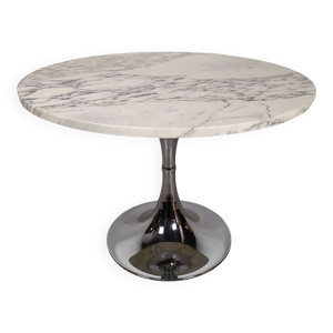 Table tulipe chromé - marbre
