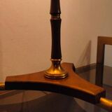 Modernist art deco lamp 1950 wood and brass signed France Paris