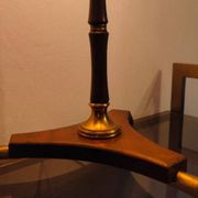 Modernist art deco lamp 1950 wood and brass signed France Paris