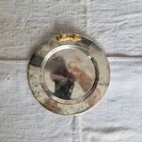 Vintage patinated silver metal bottle coaster – Golden knot