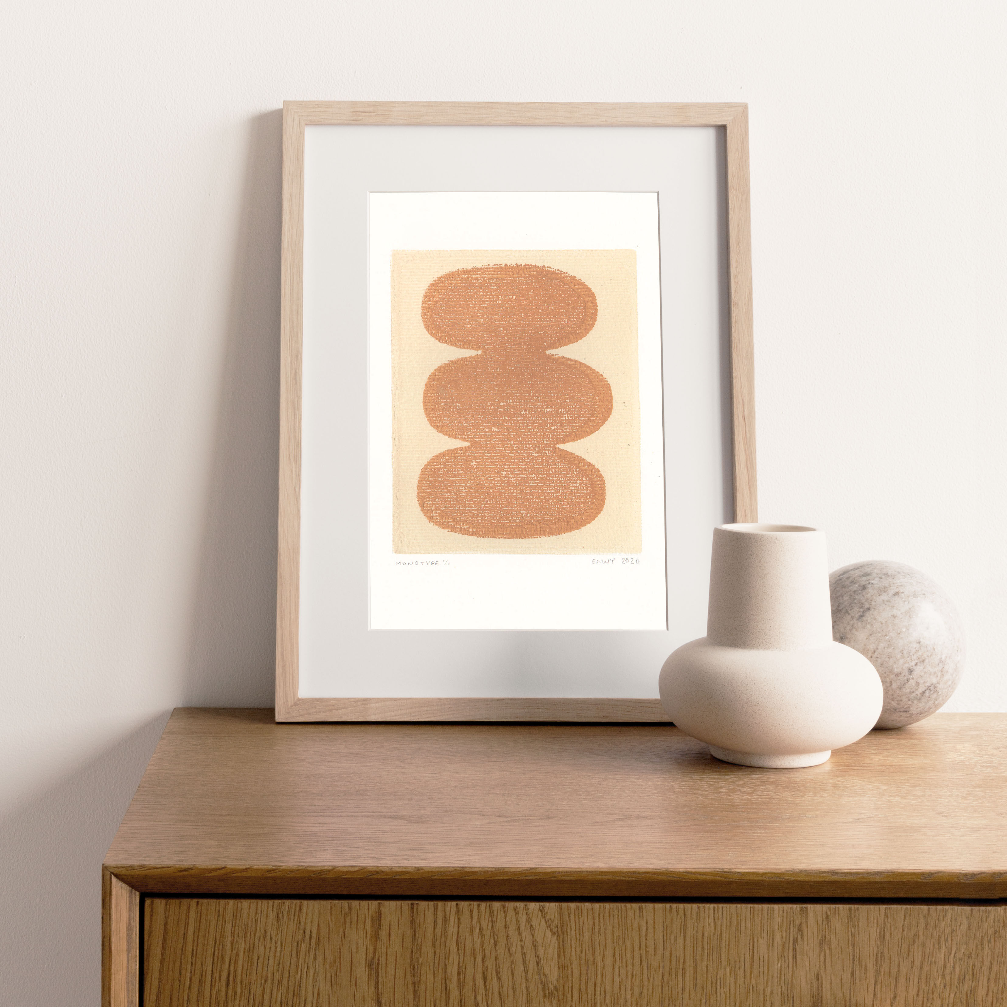 One-design painting on dated and signed paper without frame