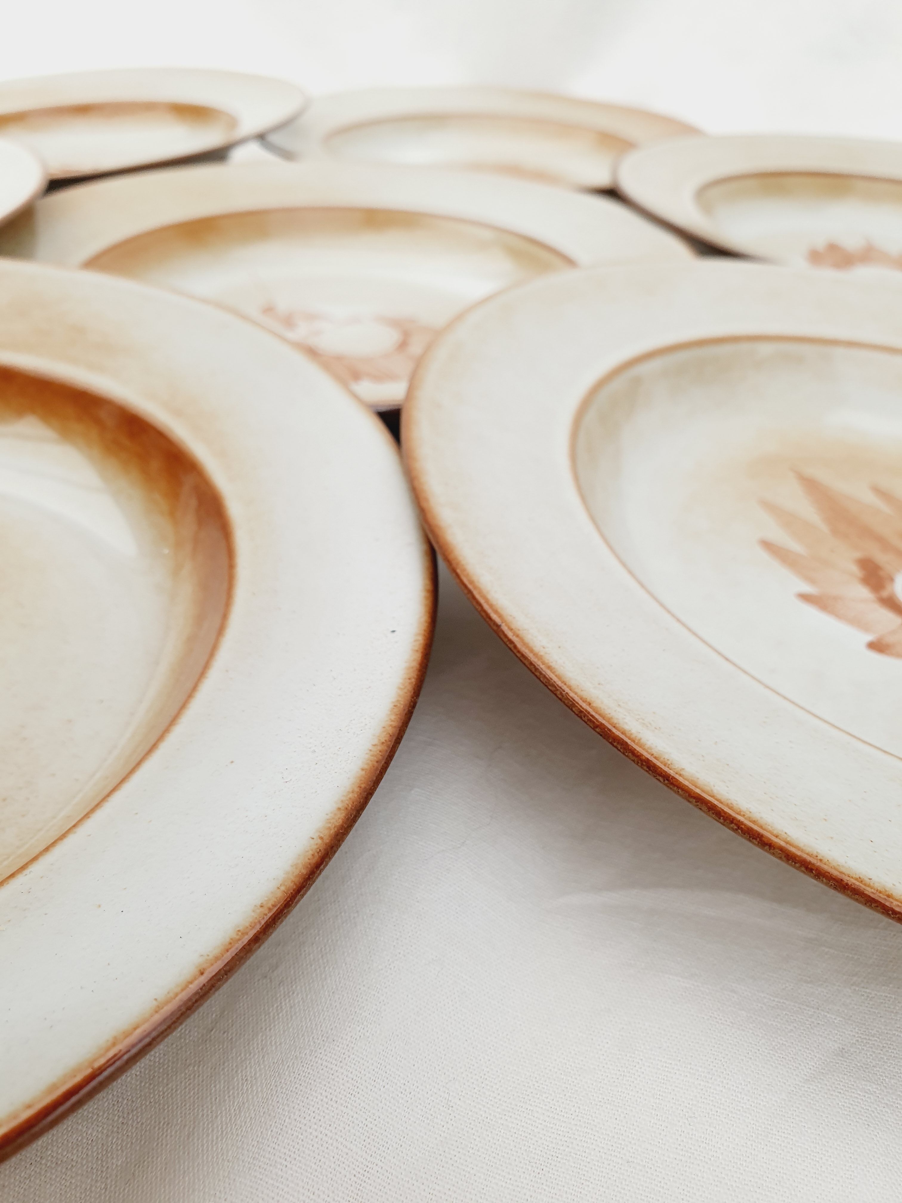 Series of 9 hollow plates pond sandstone