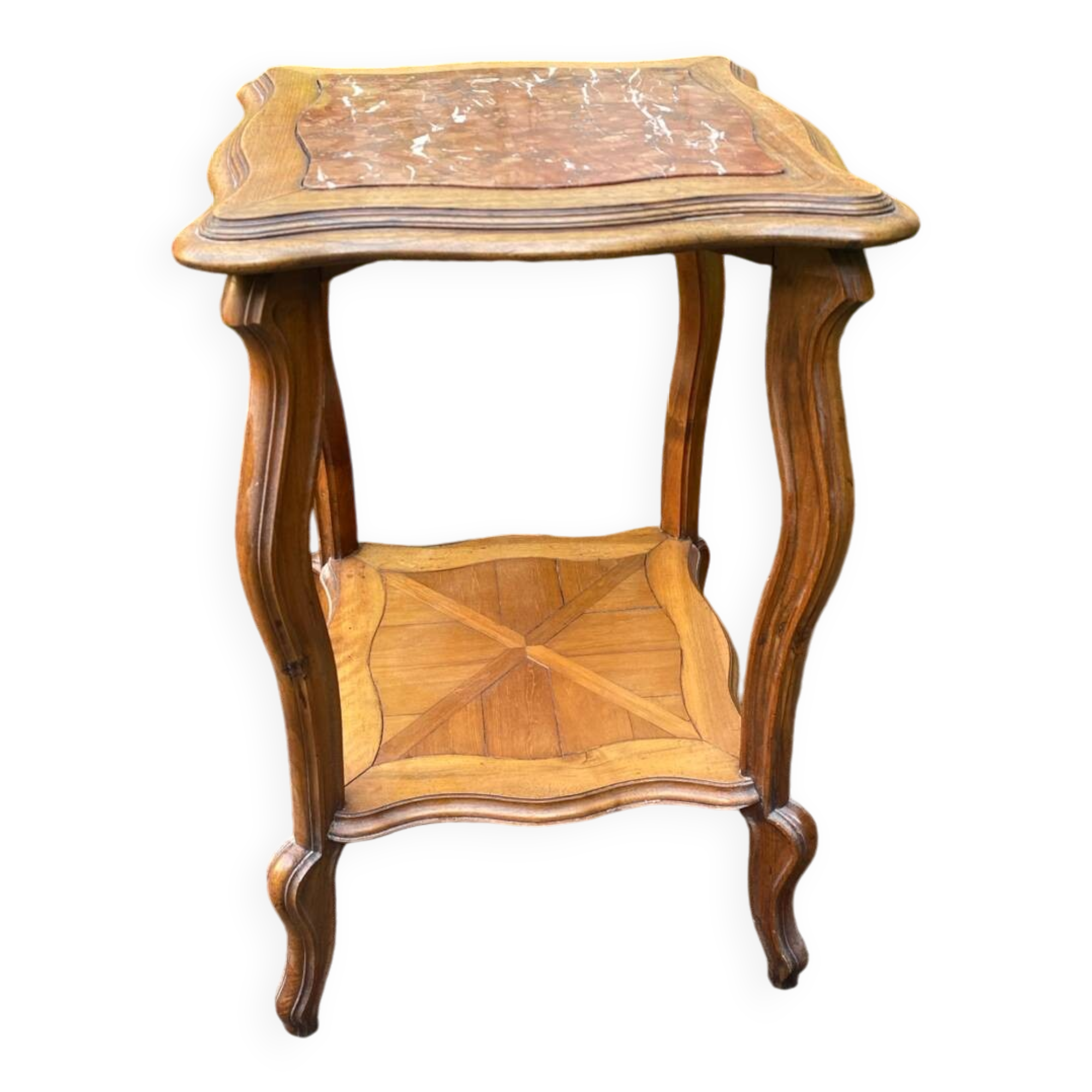 Sellette marbre et marqueterie