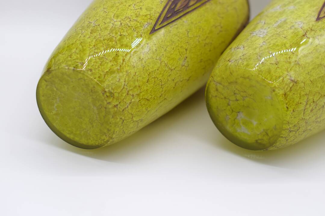 Set 2 Rare Vase Ovoïde signé F-T Legras Pare de verre Art deco 1930