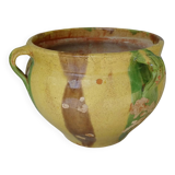 Pot de fleurs ancien en terre cuite émaillée de Castelnaudary, France