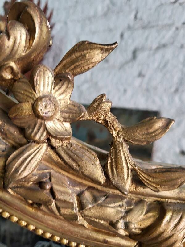 Large Louis XV gilded shell mirror from the 19th century