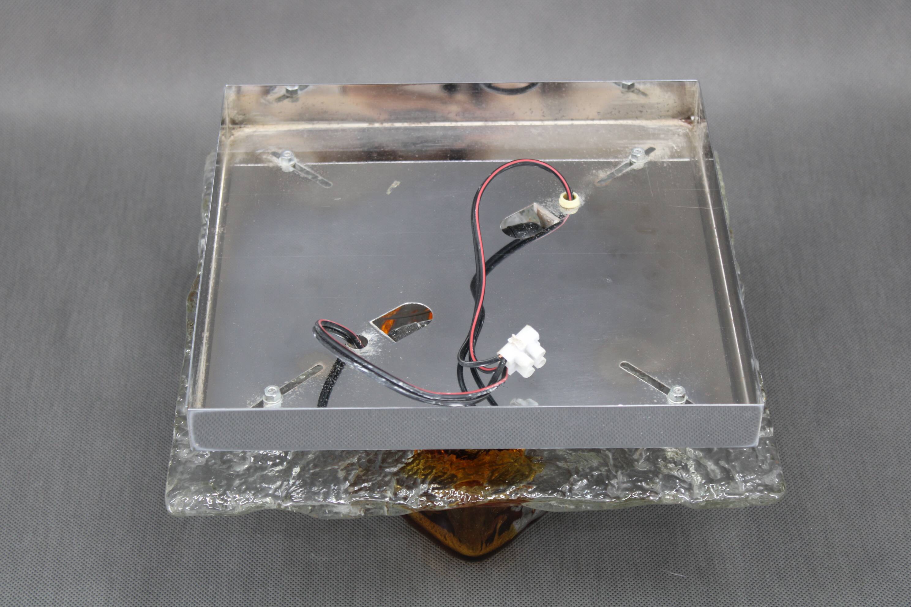 1970s Flush-Mount Light with Murano Glass , Italy