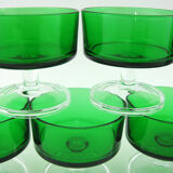 8 bottle green champagne glasses, Cavalier Luminarc France 1970