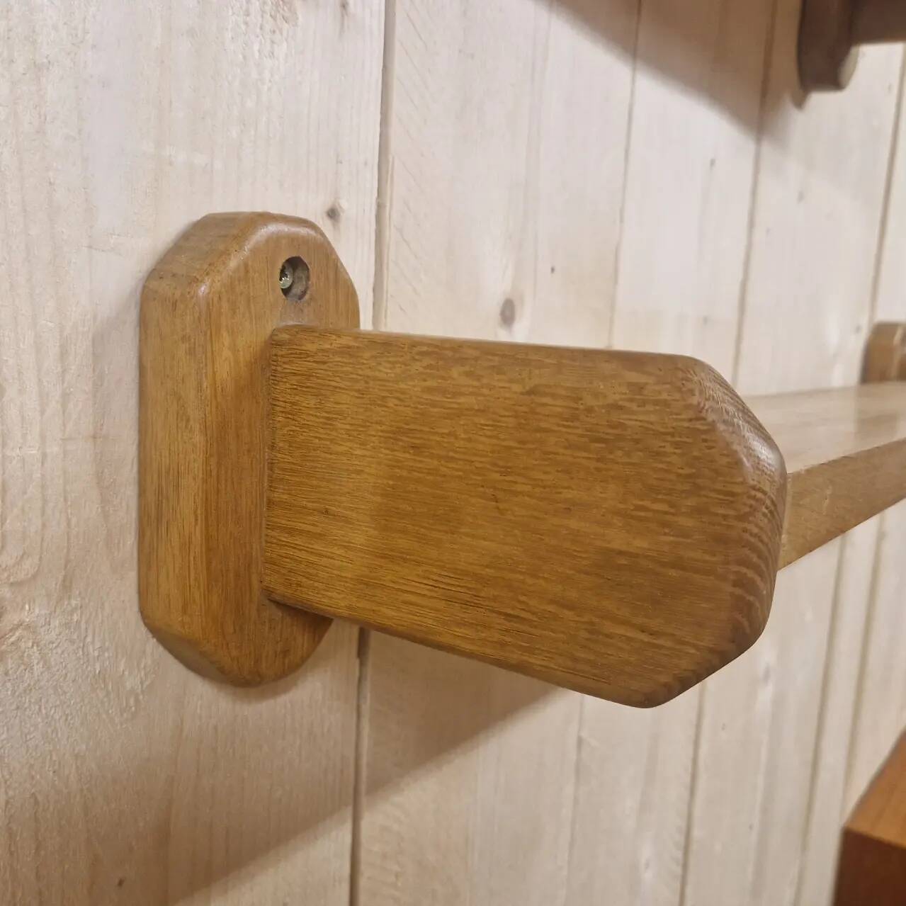 Pair of vintage shelves in solid light oak, Guillerme et Chambron