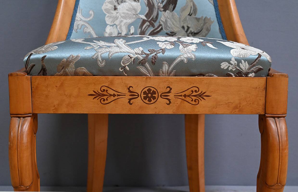 Gondola Chair in Cherry and Speckled Maple, Charles X Style – Mid-20th Century