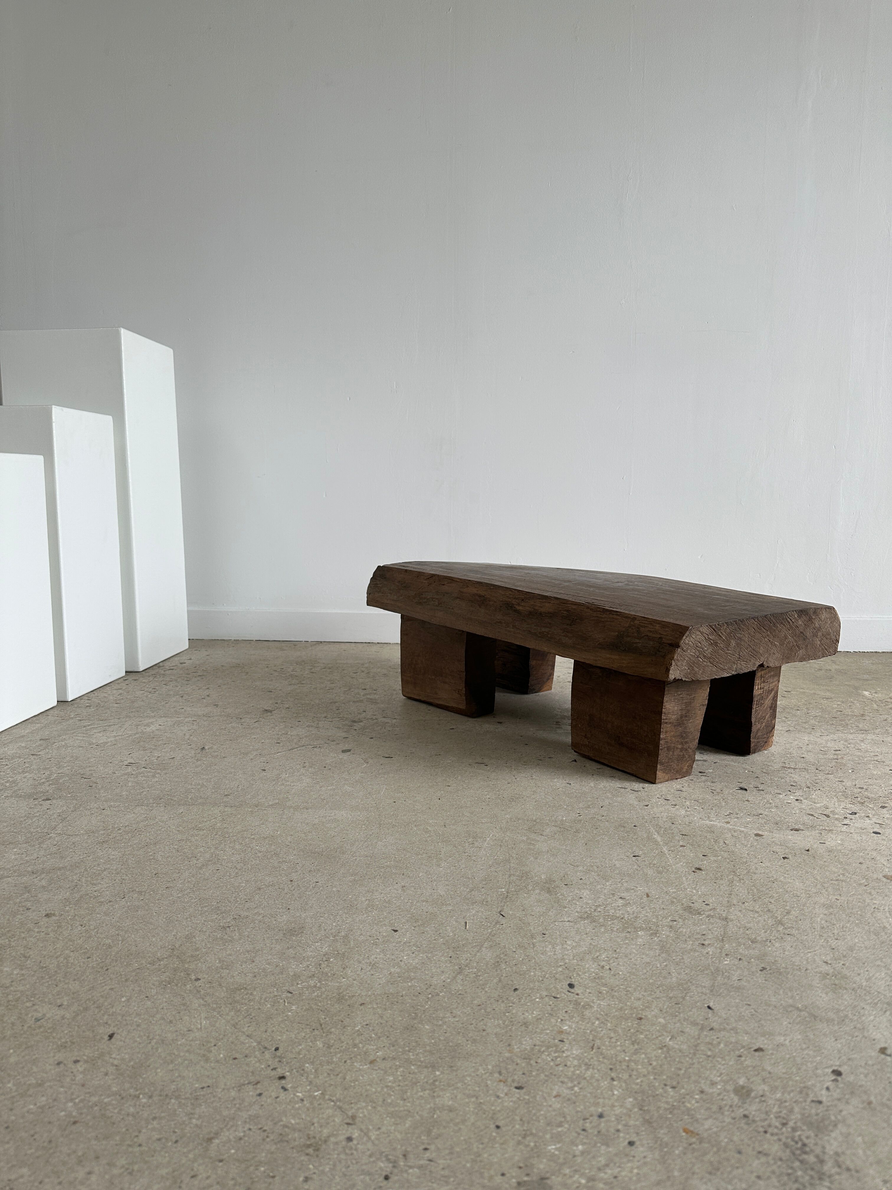 Asian solid wood quadripod brutalist coffee table H30 L81 l42