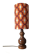 Vintage table lamp wood & seventies graphic print