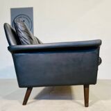 Vintage danish retro nili stoppmøbler 3 person sofa in black leather 1960s