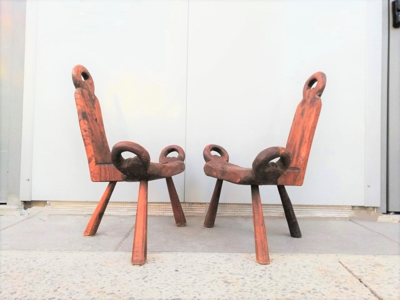 Paire de tabourets de traite brutalistes