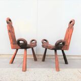 Paire de tabourets de traite brutalistes