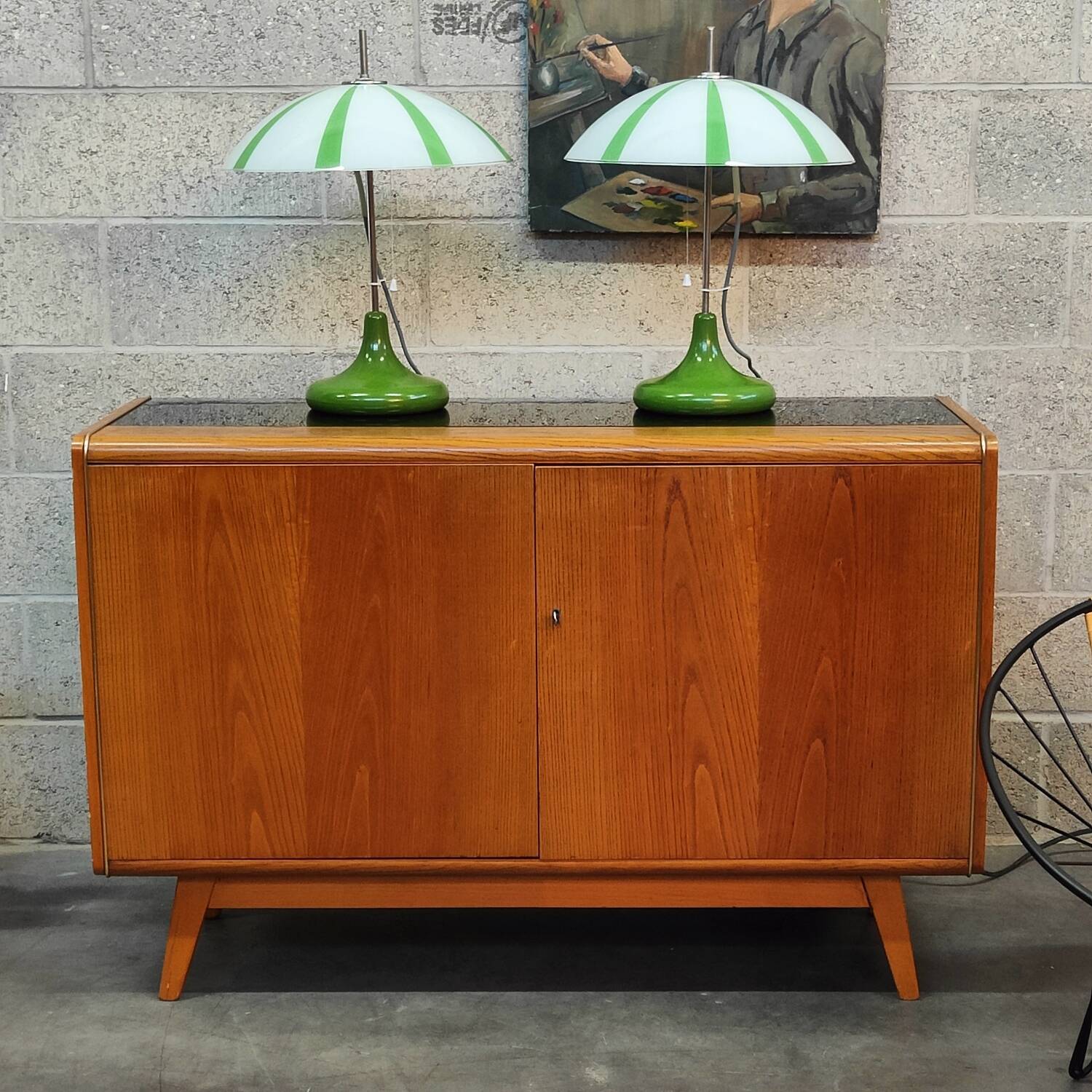 Pair of opaline lamp Space age Czech 1970