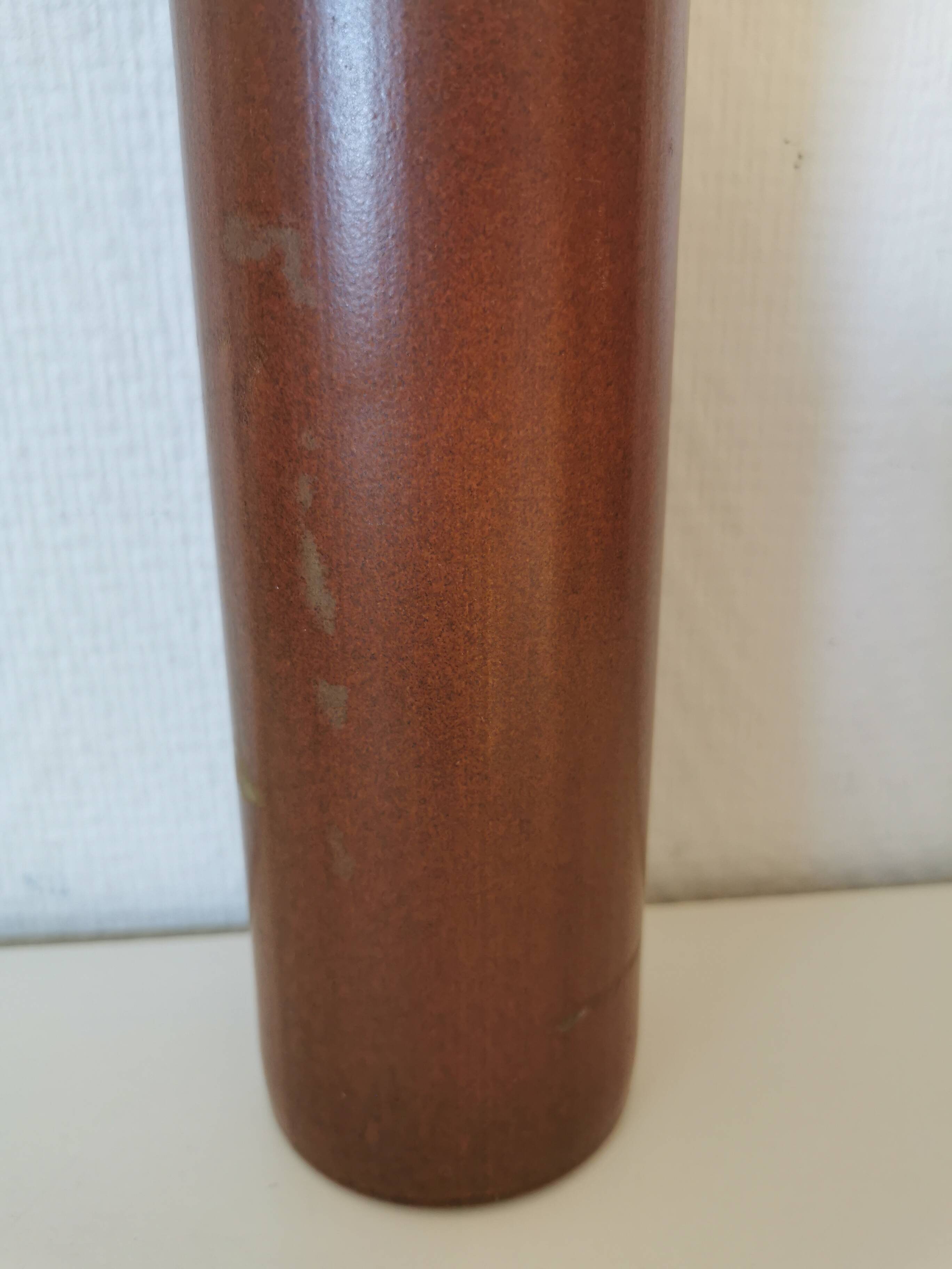 bottle, vase, soliflore in brown glazed stoneware