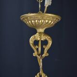 Hot air balloon chandeliers with glass tassels.