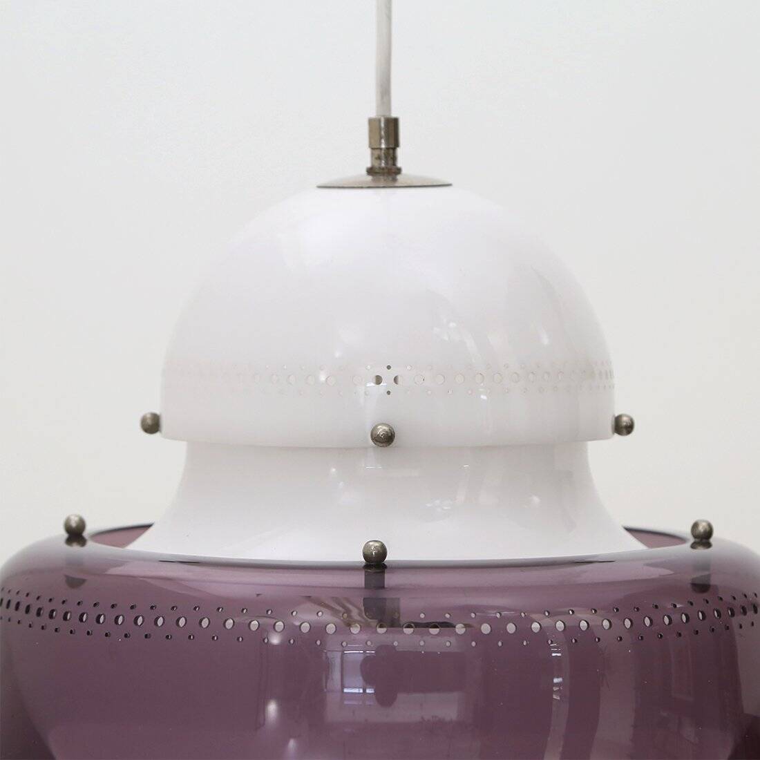 White and purple KD14 suspension by Sergio Asti for Kartell, 1970s.