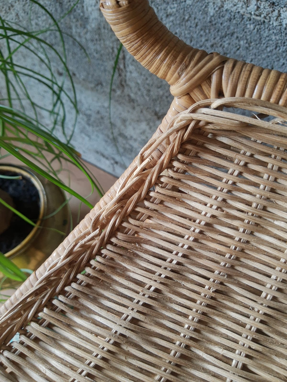 Wall shelf or to be placed in unique Japanese style rattan vintage pagoda