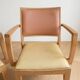 Set of 6 vintage Scandinavian chairs in wood and faux leather.