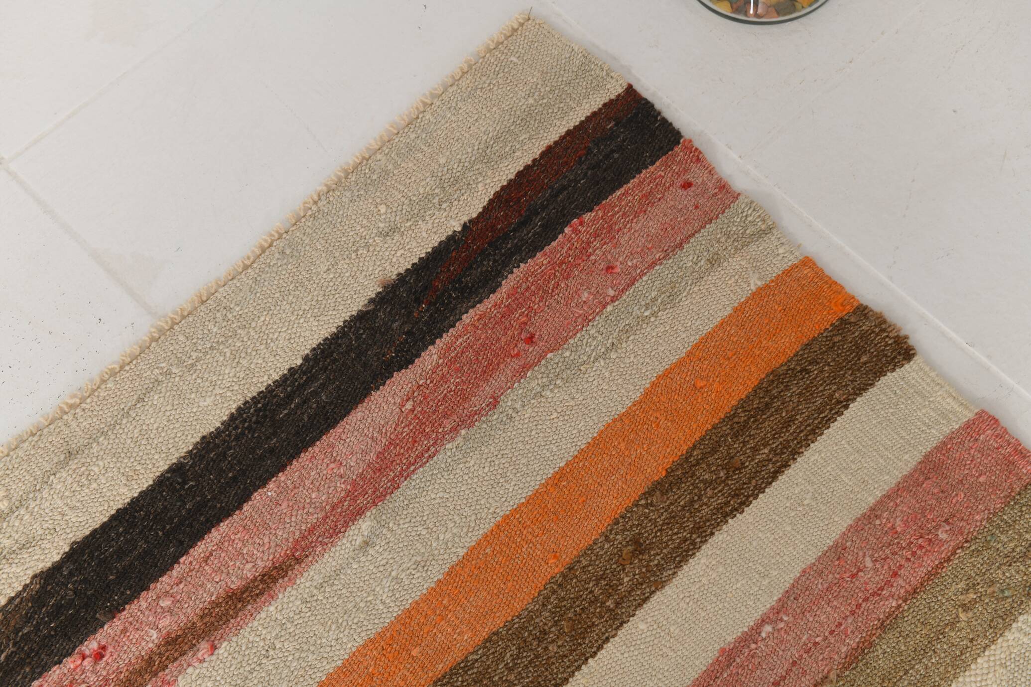 Caramel Brown %100 Wool Handmade Kilim Rug, 293x386 Cm