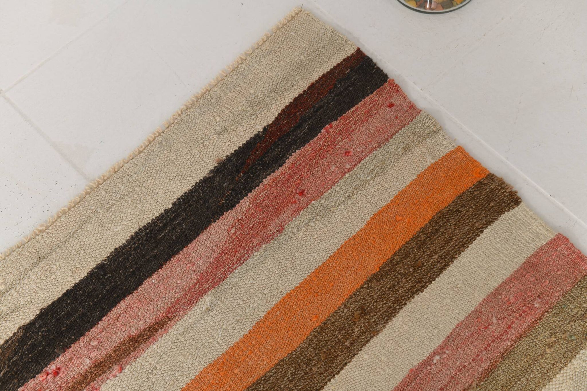 Caramel Brown %100 Wool Handmade Kilim Rug, 293x386 Cm