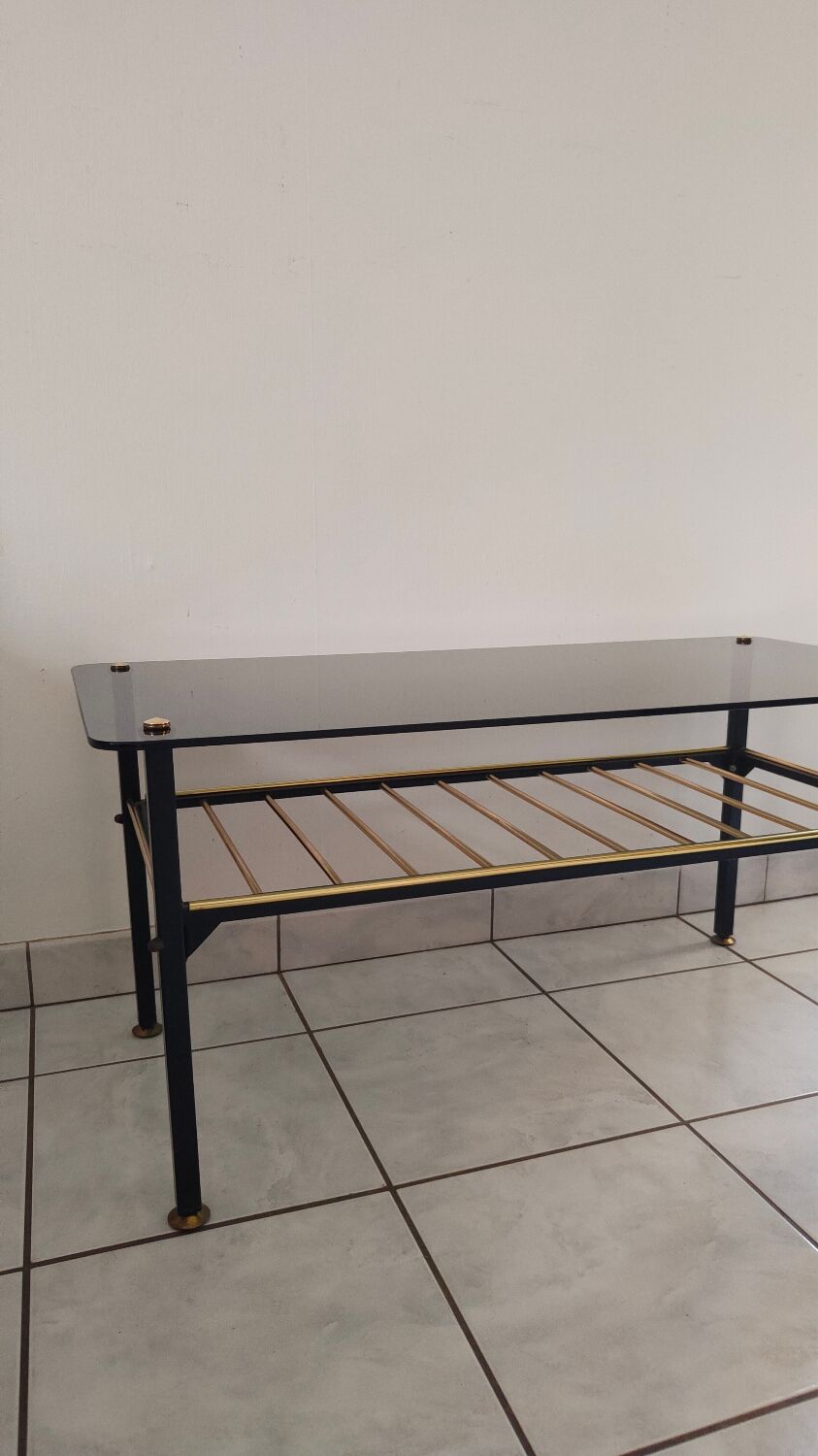 Vintage coffee table 1970 smoked glass