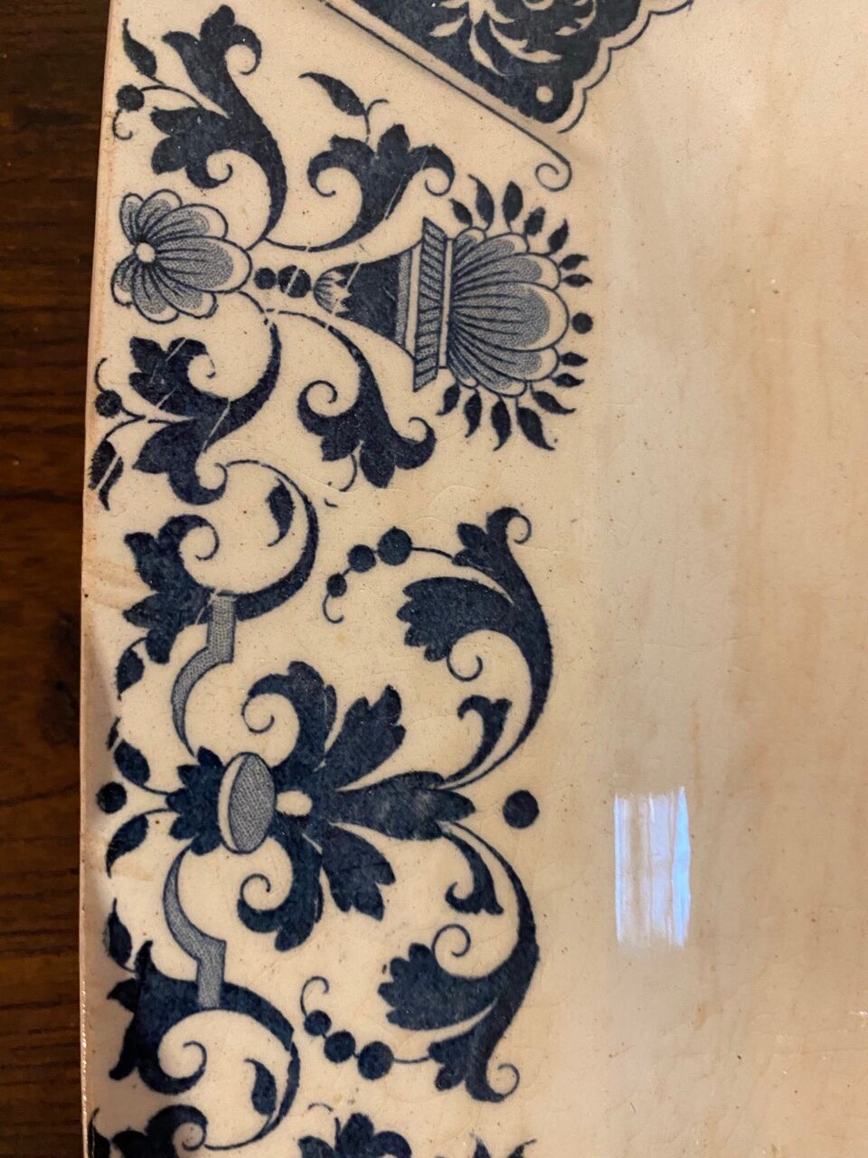 Rectangular dish, Manufacture de Gien, model Carré Bleu