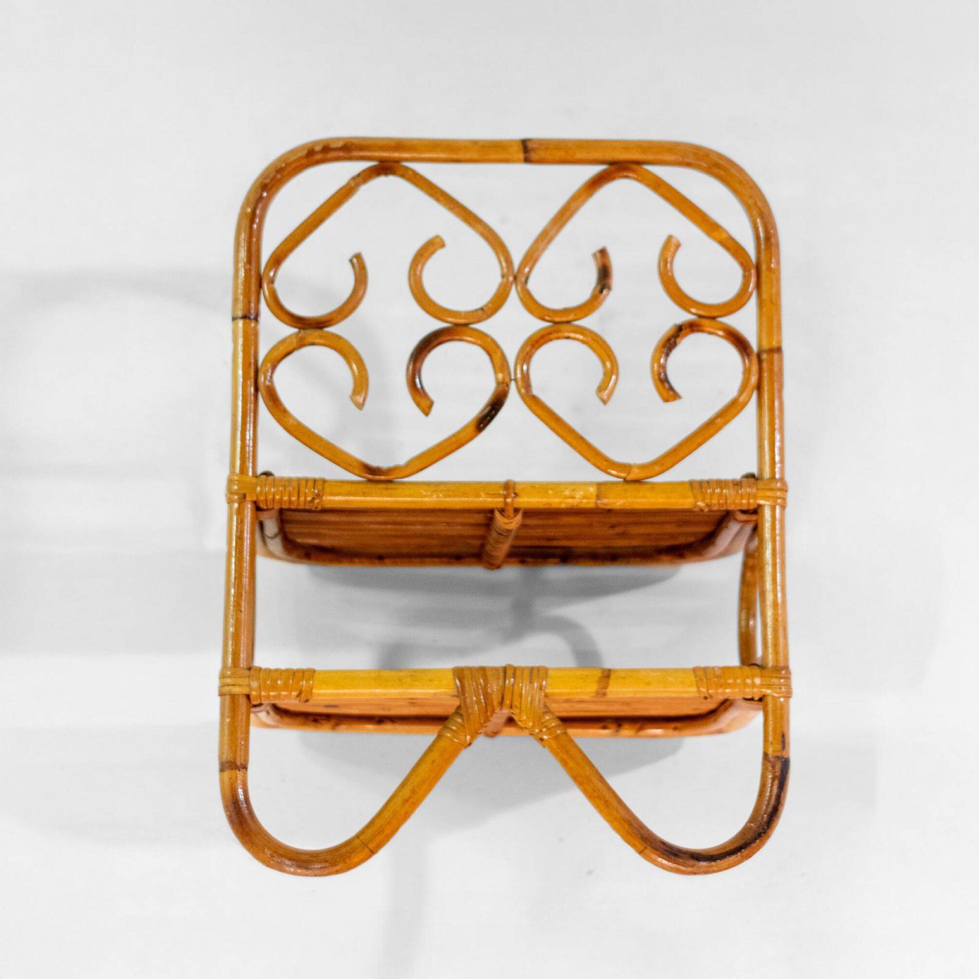 Étagère en bambou et rotin de style mid-century italien, années 1960