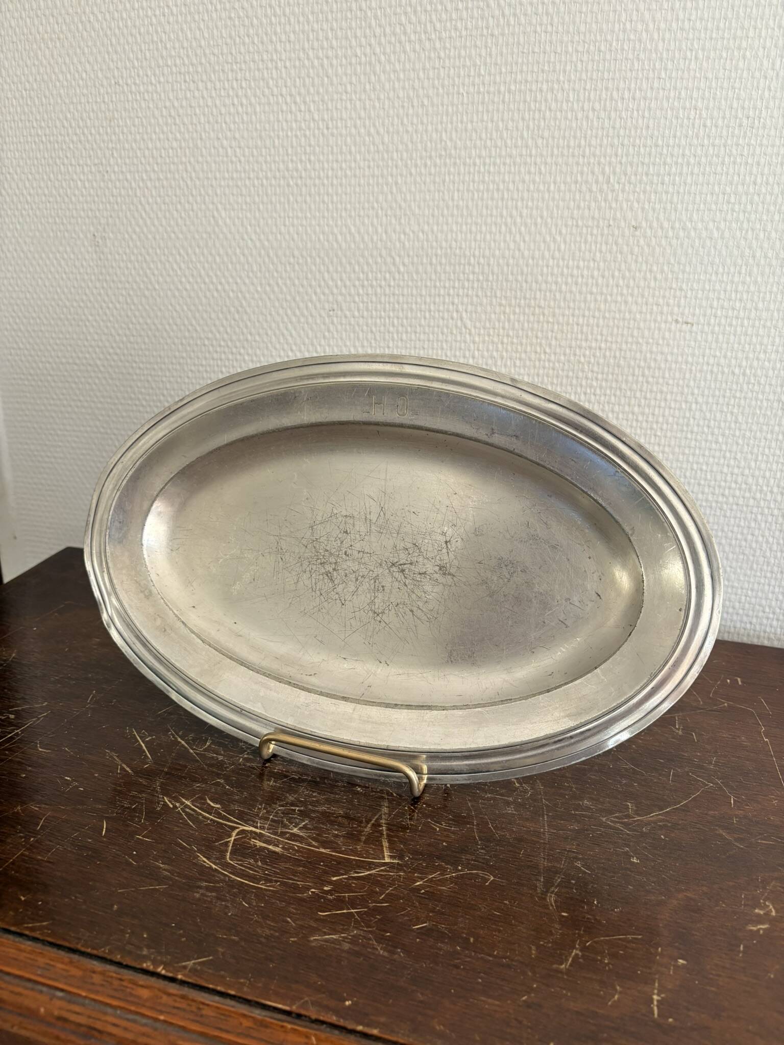 Antique Serving Dish Tray 18th Century Pewter Fondue HO
