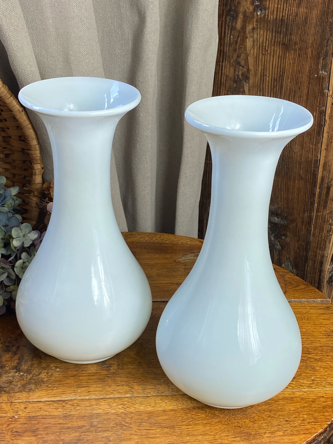 Pair of white opaline vases