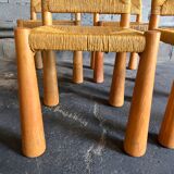 4 chaises Toscanolla en osier et pin massif par alessandro becchi pour giovanetti - italy - 1970
