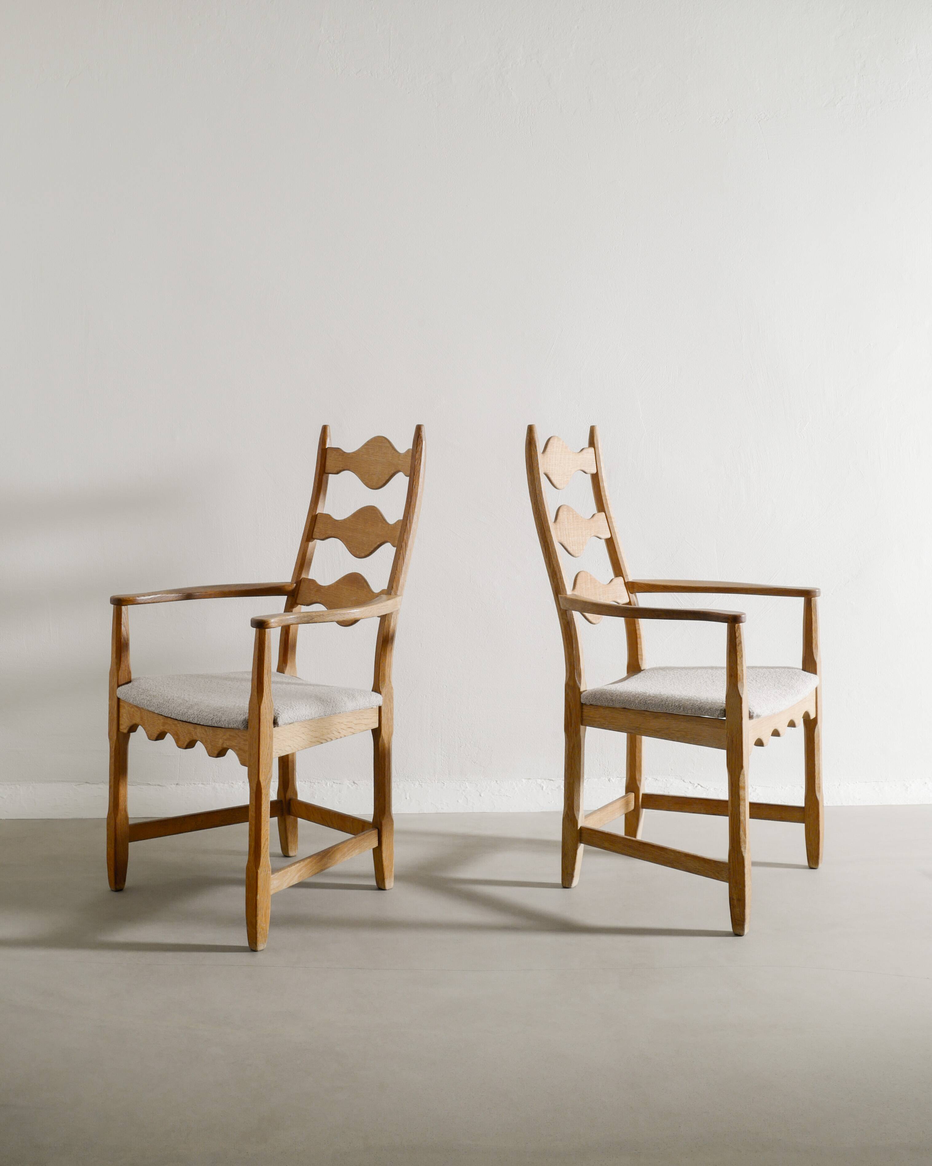 Vintage Danish Sculptural Wooden Armchairs by Henning Kjaernulf, 1950s