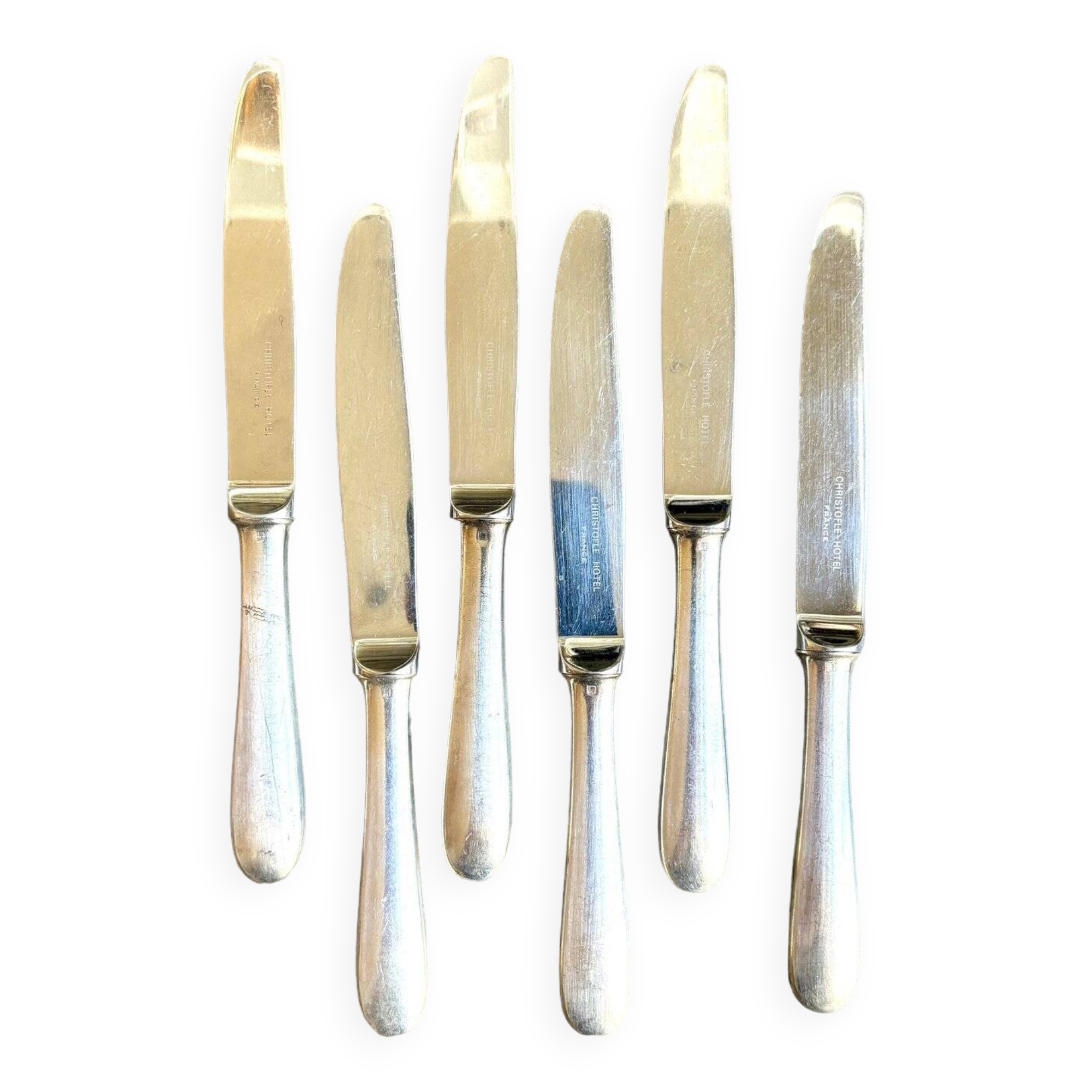 6 Christofle Hôtel dessert knives in silver metal