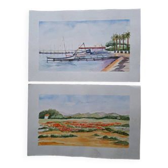 2 aquarelles signées et authentiques de Josette LOINTIER