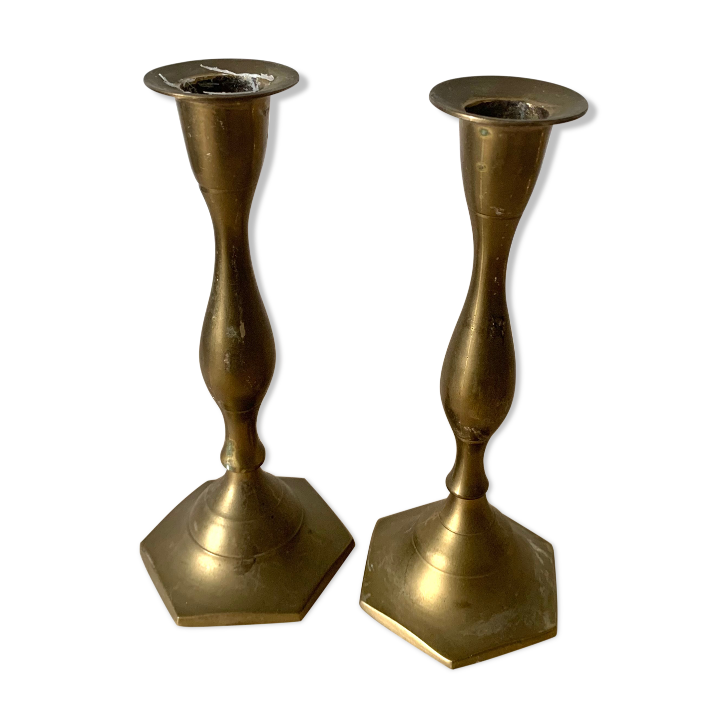 Pair of brass candle holders