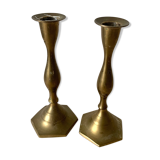 Pair of brass candle holders