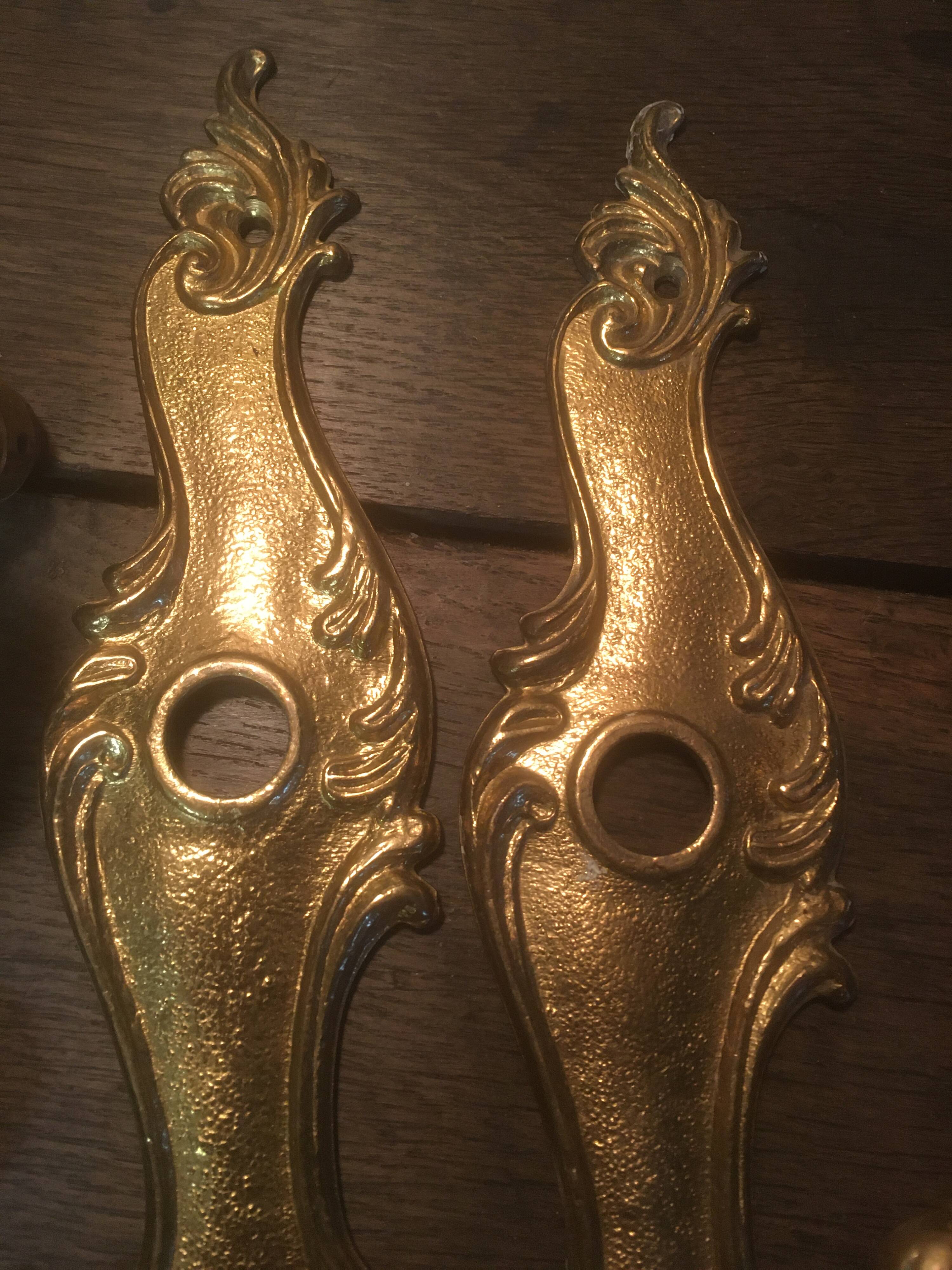 Louis xv style brass crutches and plaques