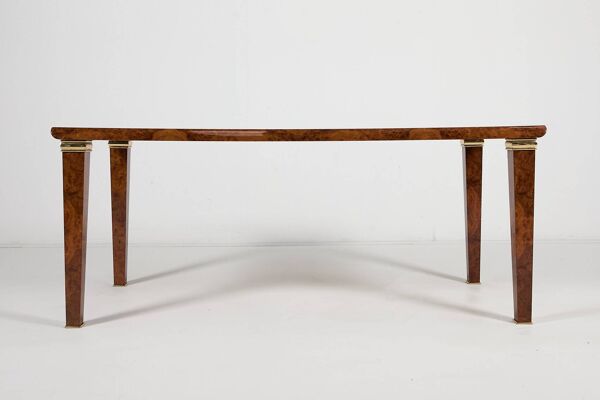 Table à manger vintage italienne en bois de ronce de gdm, années 1980