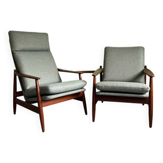 Pair of Lounge Chairs by Poul Volther for Frem Rojle, Reupholstered Accent Chairs