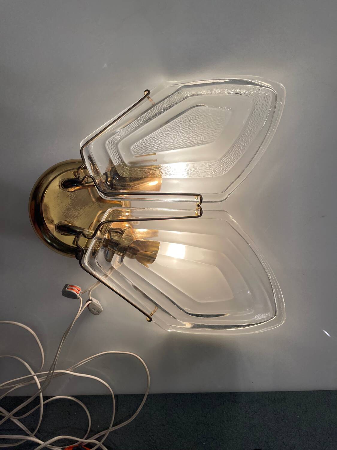 Brass Glass Sconces Set of 2 1970’s