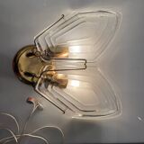 Lot de 2 appliques en laiton et verre, années 1970