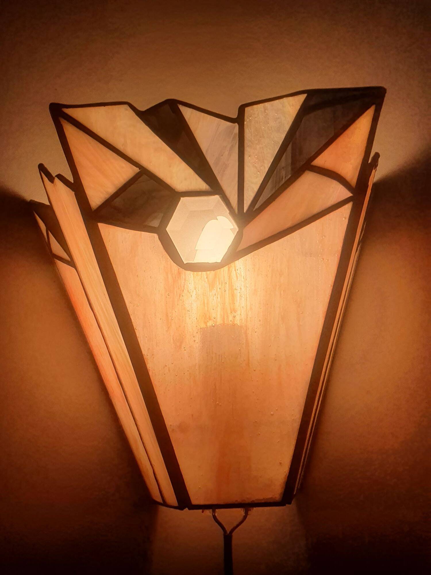 Pair of art-deco stained glass mosaic wall lights