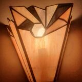 Pair of art-deco stained glass mosaic wall lights