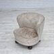 1970s, Danish curved armchair, original light green/gray furniture velour.