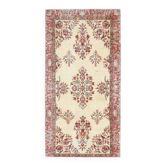 Tapis de sol turc Oushak fait main en laine et coton beige des années 1970 103x206