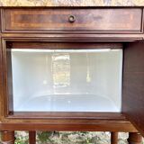 Louis XVI style bedside table in bronze, marble and ceramic